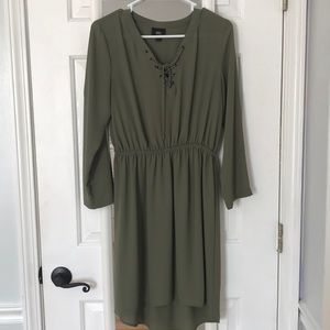 Olive green dress.
